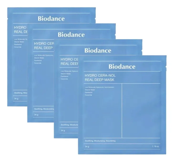 Biodance Hydro Cera-Nol Real Deep Mask zestaw nawilżająco-kojących maseczek w płachcie 4 x 34 g