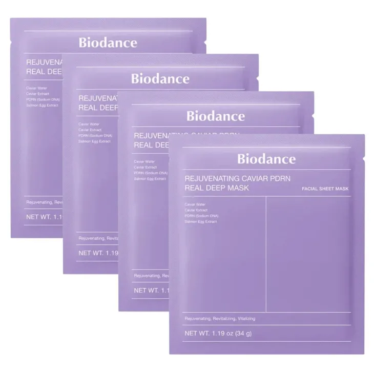 Biodance Rejuvenating Caviar PDRN Real Deep Mask kolagenowa maska do twarzy z PDRN 4 x 34 g