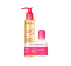 Bioderma Sensibio zestaw kosmetyków do oczyszczania cery wrażliwej płyn micelarny 100 ml + olejek 150 ml
