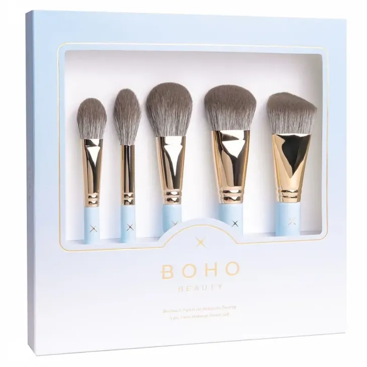 Boho Beauty BLUE zestaw pędzli do makijażu twarzy 5 sztuk