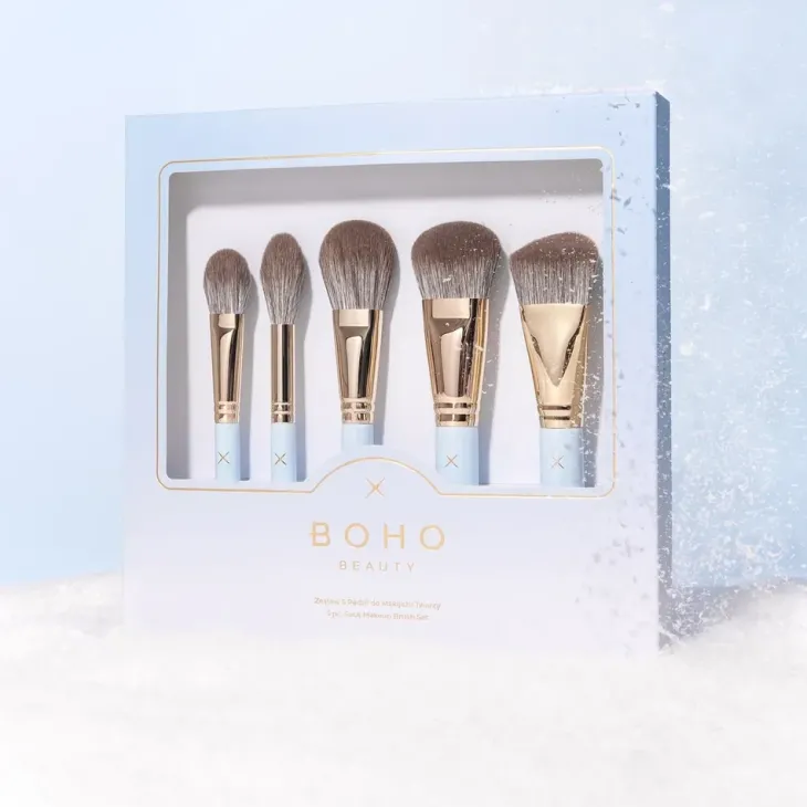 Boho Beauty BLUE zestaw pędzli do makijażu twarzy 5 sztuk