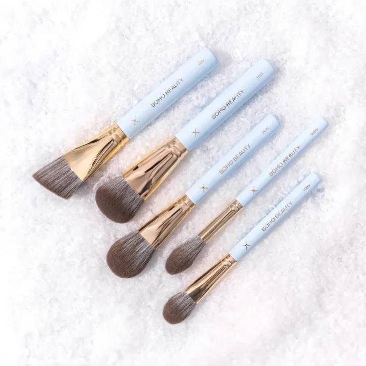 Boho Beauty BLUE zestaw pędzli do makijażu twarzy 5 sztuk