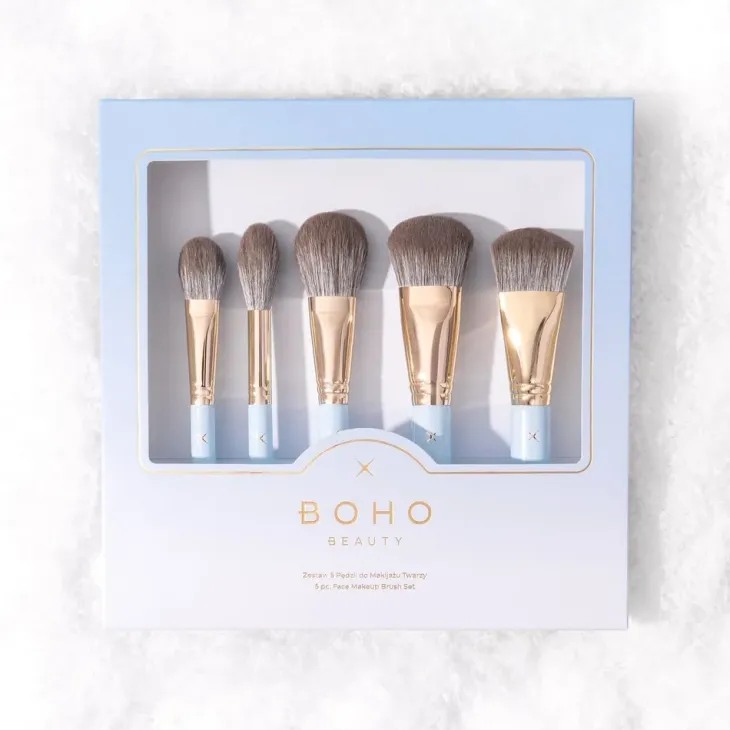 Boho Beauty BLUE zestaw pędzli do makijażu twarzy 5 sztuk