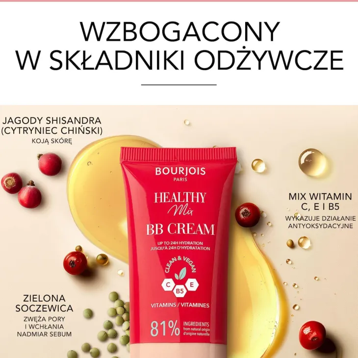 Bourjois Healthy Mix Clean kryjąco-nawilżający krem BB z witaminami 02 Vanilla 30 ml