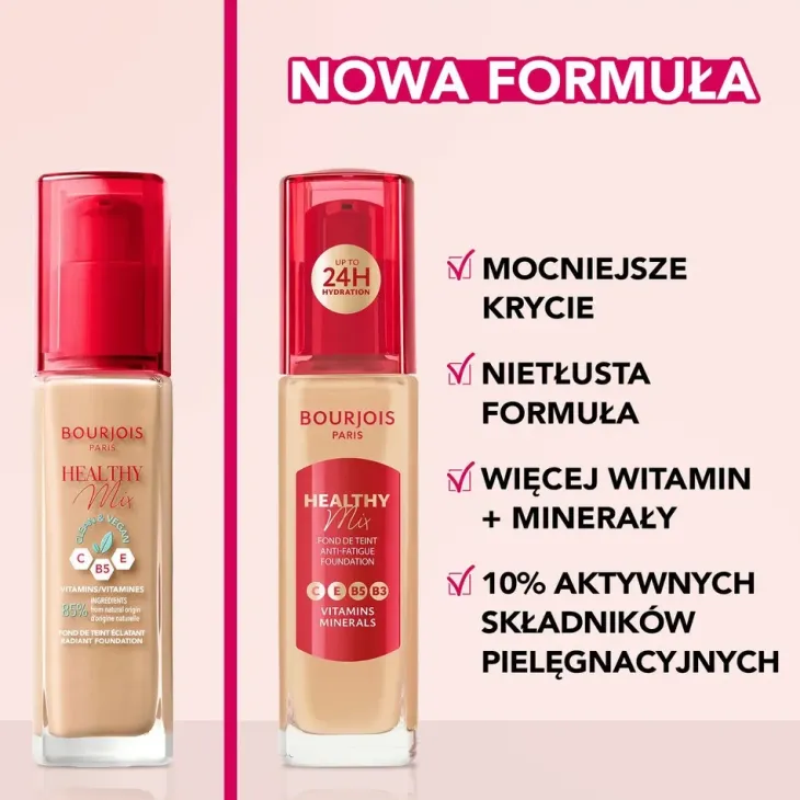 Bourjois Healthy Mix podkład niwelujący oznaki zmęczenia z kompleksem witamin i minerałów 52W Vanilla 30 ml