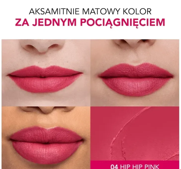 Bourjois Rouge Velvet Lipstick matowa pomadka do ust 04 Hip Hip Pink 2,4 g