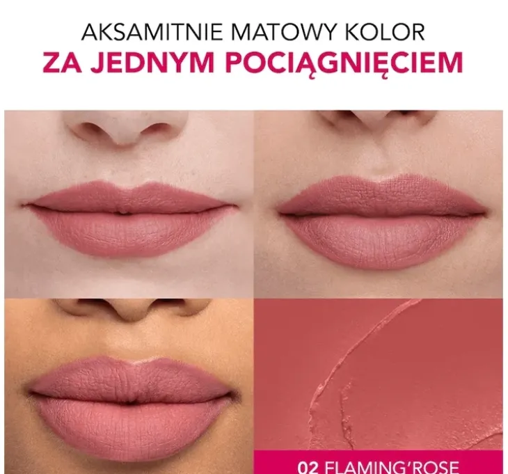 Bourjois Rouge Velvet Lipstick matowa pomadka do ust 02 Flaming Rose 2,4 g