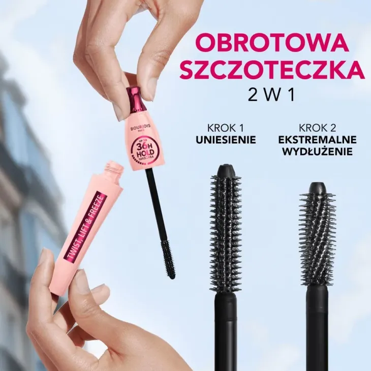 Bourjois Twist, Lift & Freeze 36h wydłużający tusz do rzęs 1 Black 8 ml