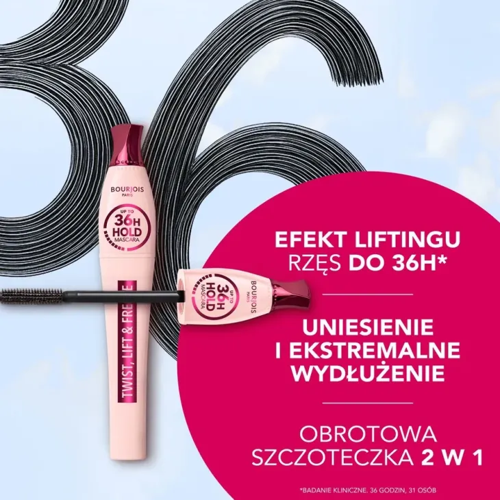 Bourjois Twist, Lift & Freeze 36h wydłużający tusz do rzęs 1 Black 8 ml