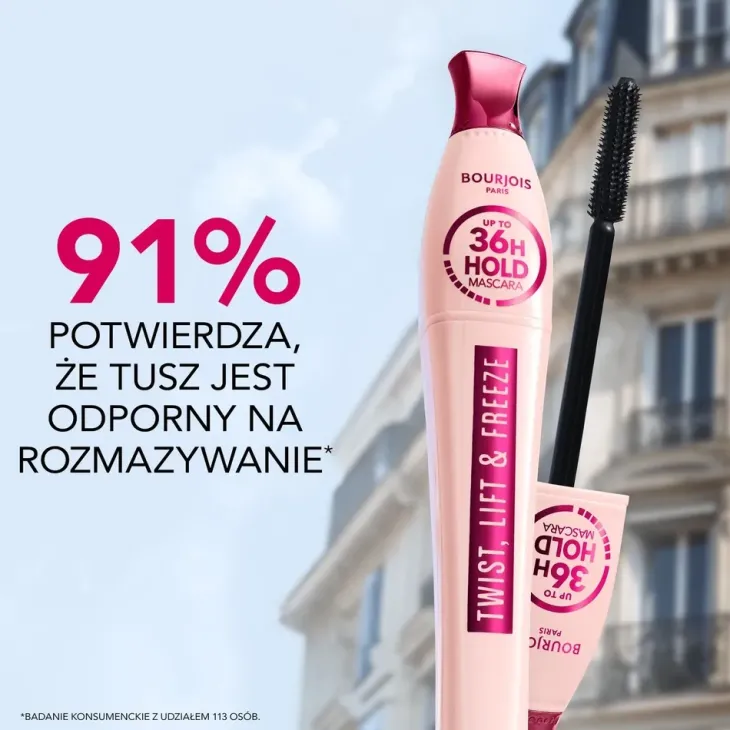 Bourjois Twist, Lift & Freeze 36h wydłużający tusz do rzęs 1 Black 8 ml