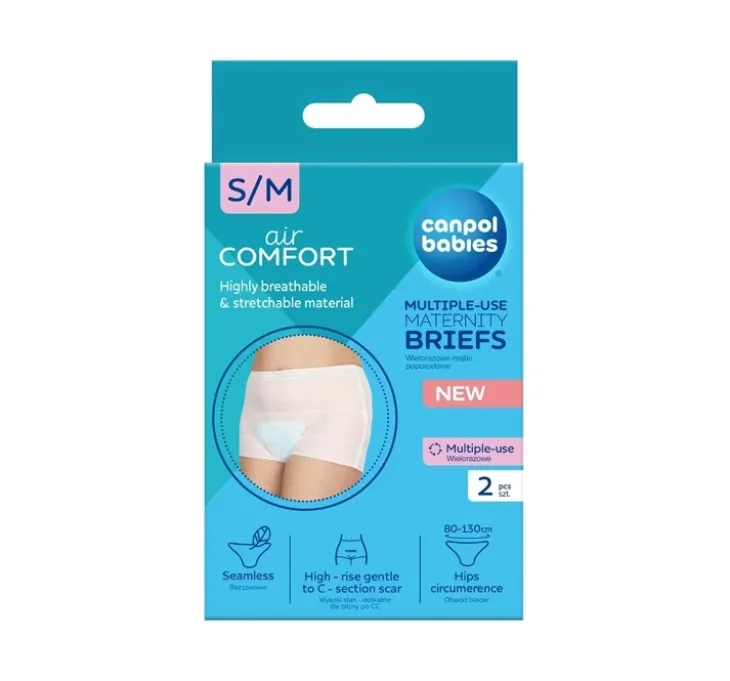 Canpol Babies Air Comfort wielorazowe majtki poporodowe z wysokim stanem S/M 2 sztuki