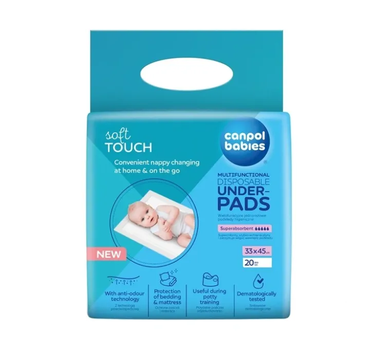 Canpol Babies Soft Touch wielofunkcyjne jednorazowe podkłady higieniczne 33 x 45 cm 20 sztuk