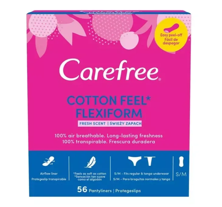 Carefree Cotton Flexiform Fresh Scent wkładki higieniczne 56 sztuk