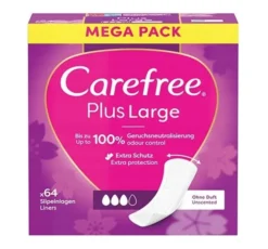 Carefree Plus Large wkładki higieniczne bezzapachowe 64 sztuki
