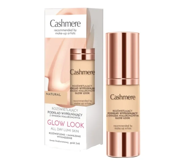 Cashmere Glow Look rozświetlający podkład wypełniający z kwasem hialuronowym Natural 30 ml