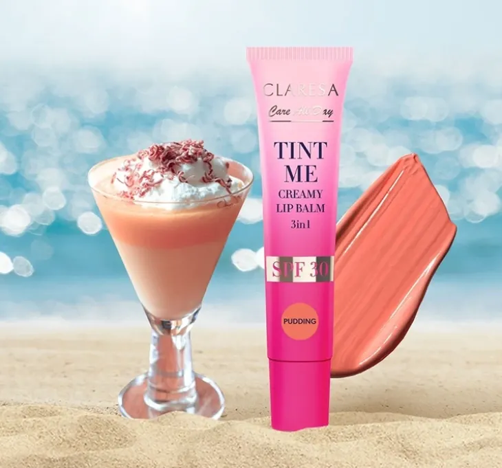 Claresa Care All Day Tint Me koloryzujący balsam do ust 3 w1 z filtrem SPF30 Pudding 12 ml