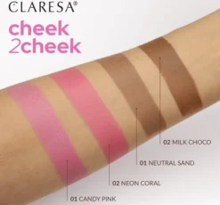 Claresa Cheek2Cheek kremowy bronzer w sztyfcie 02 Milk Choco 6 g