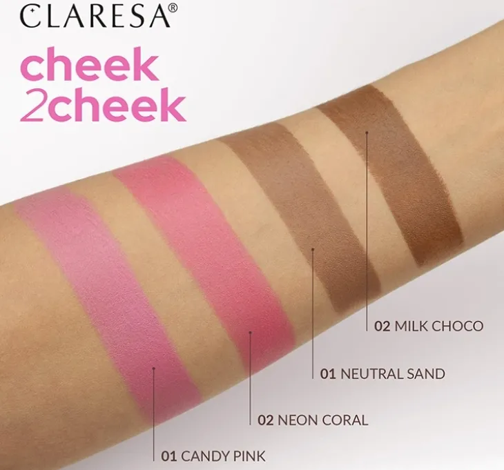 Claresa Cheek2Cheek kremowy róż do policzków w sztyfcie 01 Candy Pink 6 g