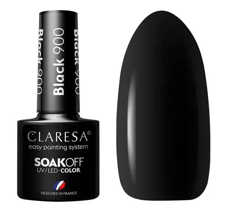 Claresa hybrydowy lakier do paznokci 900 Black 5 g