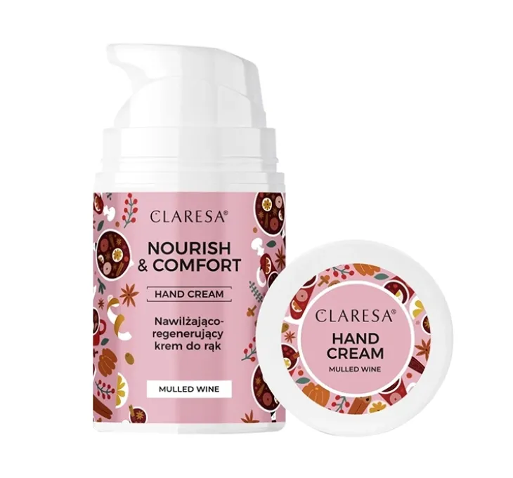 Claresa Nourish & Comfort nawilżająco-regenerujący krem do rąk Mulled Wine 48 g