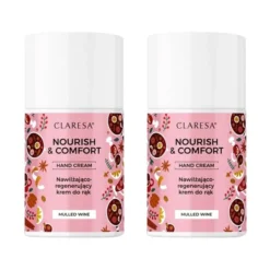 Claresa Nourish & Comfort nawilżająco-regenerujący krem do rąk Mulled Wine 2 x 48 g