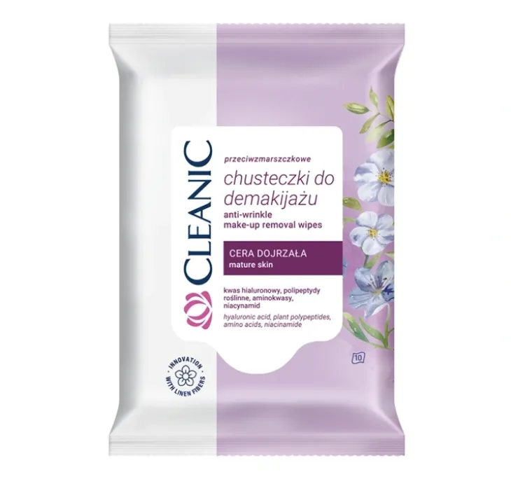 Cleanic przeciwzmarszczkowe chusteczki do demakijażu 10 sztuk