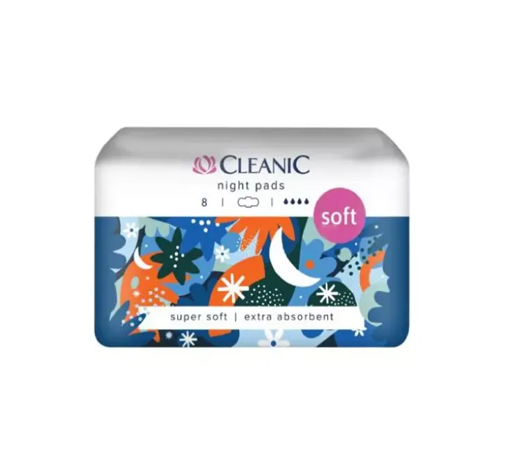 Cleanic Soft podpaski ze skrzydełkami na noc 8 sztuk