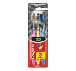 Colgate Zig Zag Charcoal szczoteczka do zębów Medium 3 sztuki