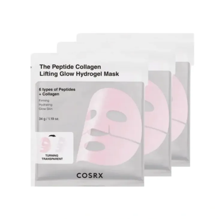 COSRX Peptide Collagen Glow Hydrogel Mask hydrożelowa maska w płachcie z peptydami i kolagenem 3 x 34 g