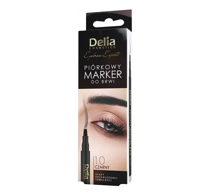 Delia Cosmetics Eyebrow Expert piórkowy marker do brwi 1.0 Czarny 1,3 g
