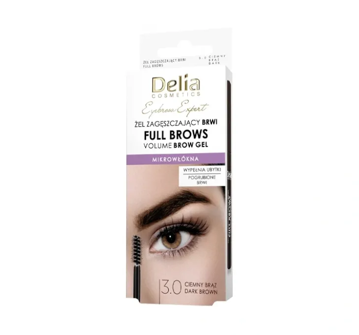 Delia Cosmetics Eyebrow Expert żel zagęszczający brwi 3.0 Ciemny Brąz 7 ml