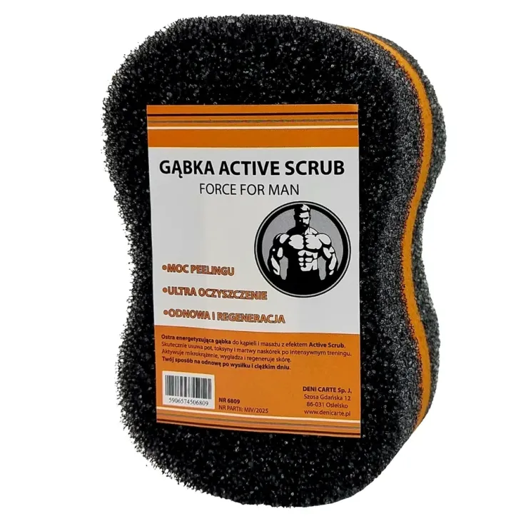 Deni Carte Active Scrub dwustronna gąbka do kąpieli i masażu dla mężczyzn czarna