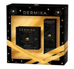 Dermika Luxury Caviar zestaw prezentowy krem odbudowujący 70+ 50 ml + krem pod oczy i na powieki 15 ml