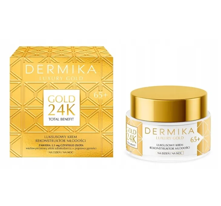 Dermika Luxury Gold 24K przeciwstarzeniowy krem do twarzy 65+ 50ml