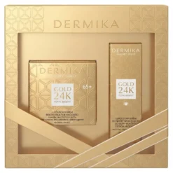 Dermika Luxury Gold 24K zestaw kosmetyków do pielęgnacji twarzy luksusowy krem 65+ 50 ml + luksusowy krem wokół oczu 15 ml