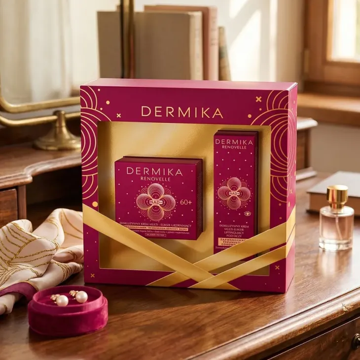 Dermika Renovelle zestaw prezentowy krem ujędrniający 60+ na dzień i na noc 50 ml + krem liftingujący pod oczy 15 ml