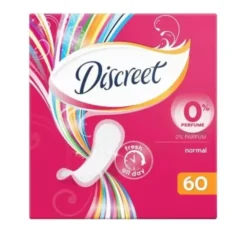 DISCREET 0% PERFUME NORMAL WKŁADKI HIGIENICZNE 60 SZTUK