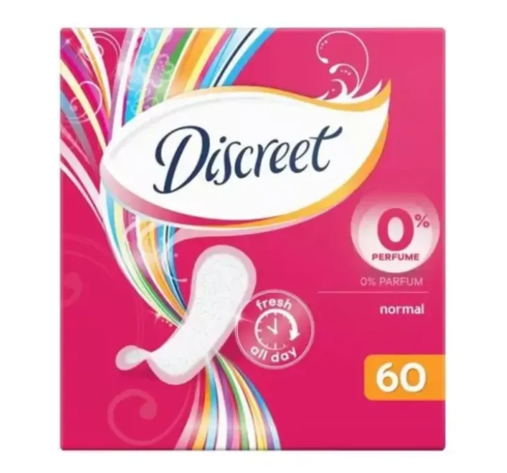 DISCREET 0% PERFUME NORMAL WKŁADKI HIGIENICZNE 60 SZTUK