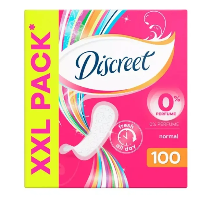 DISCREET 0% PERFUME NORMAL WKŁADKI HIGIENICZNE 100 SZTUK