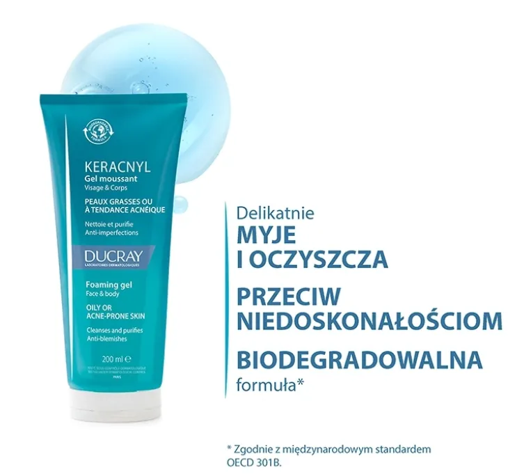 Ducray Keracnyl żel pieniący do twarzy i ciała 200 ml