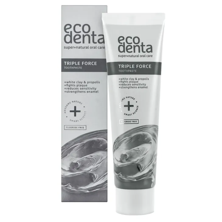 Ecodenta naturalna przeciwpróchnicza pasta do zębów dla wrażliwych dziąseł potrójny efekt 100 ml