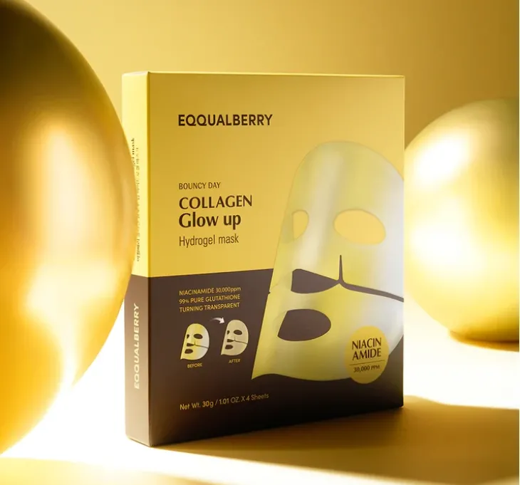 EQQUALBERRY Collagen Glow Up hydrożelowa maska do twarzy rozświetlająca 4 x 30 g