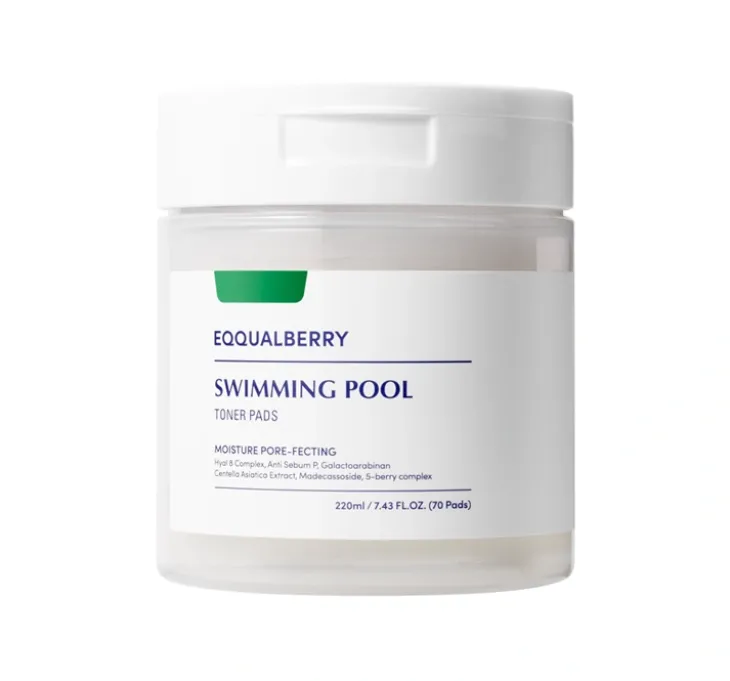 EQQUALBERRY Swimming Pool Toner Pads złuszczająco-nawilżające płatki do twarzy 70 sztuk