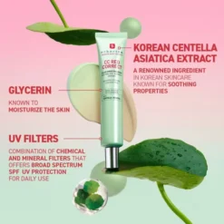 Erborian CC Red Correct SPF25 rozświetlający krem CC z zielonym pigmentem wyrównującym koloryt skóry 15 ml