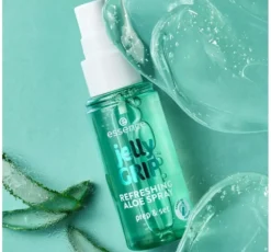 Essence Jelly Grip odświeżający spray utrwalający do makijażu o zapachu aloesu 50 ml