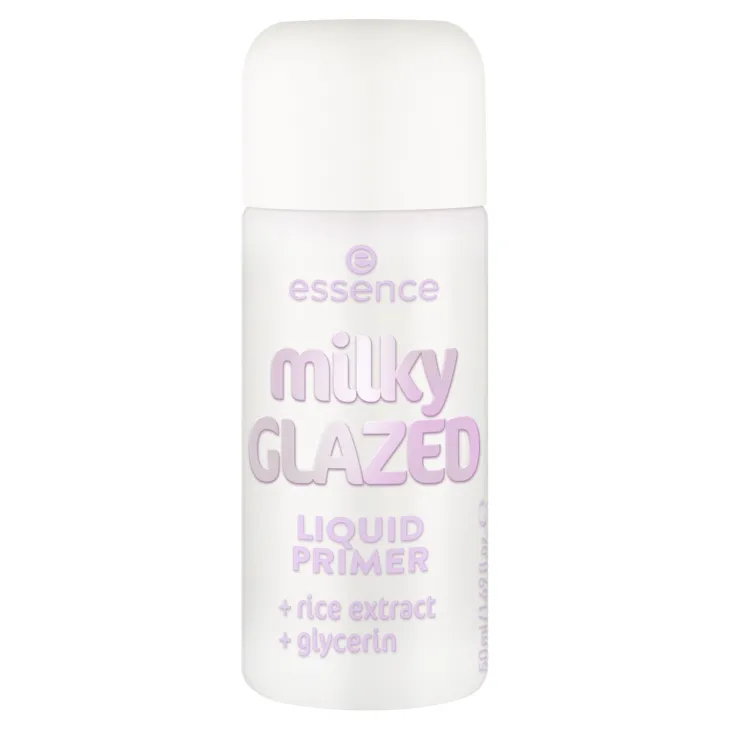 Essence Milky Glazed Liquid Primer wygładzająca mleczna baza pod makijaż z ekstraktem z ryżu 50 ml