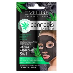 Eveline Cosmetics Cannabis Skin Care oczyszczająco-matująca maska węglowa do twarzy 3w1 7 ml