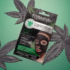 Eveline Cosmetics Cannabis Skin Care oczyszczająco-matująca maska węglowa do twarzy 3w1 7 ml