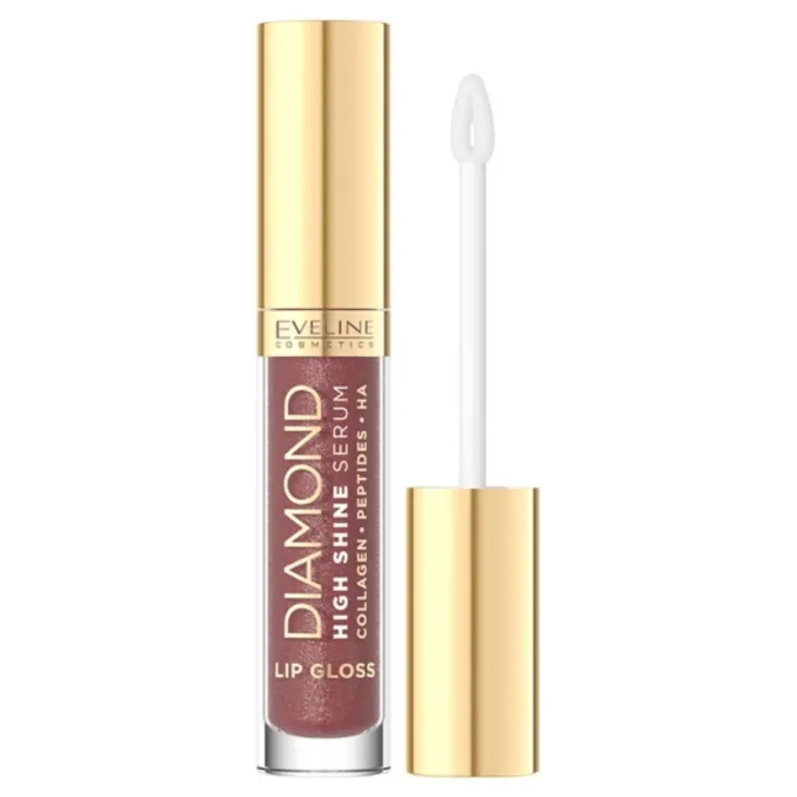 Eveline Cosmetics Diamond High Shine Serum kolagenowy błyszczyk-serum do ust z peptydami 28 Rose Nude 5 ml