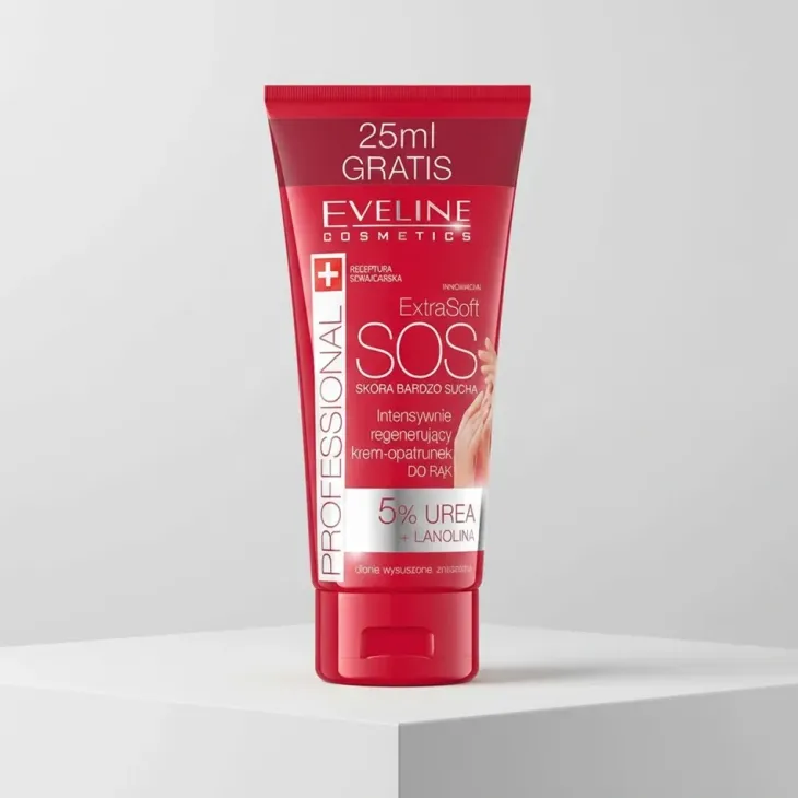 Eveline Cosmetics Extra Soft SOS intensywnie regenerujący krem-opatrunek do rąk 5% urea + lanolina 100 ml